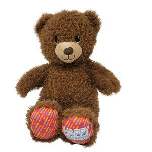 Build-A-Bear Happy Birthday Teddy Bear Plush 17" Brown Fuzzy Soft Stuffed Animal